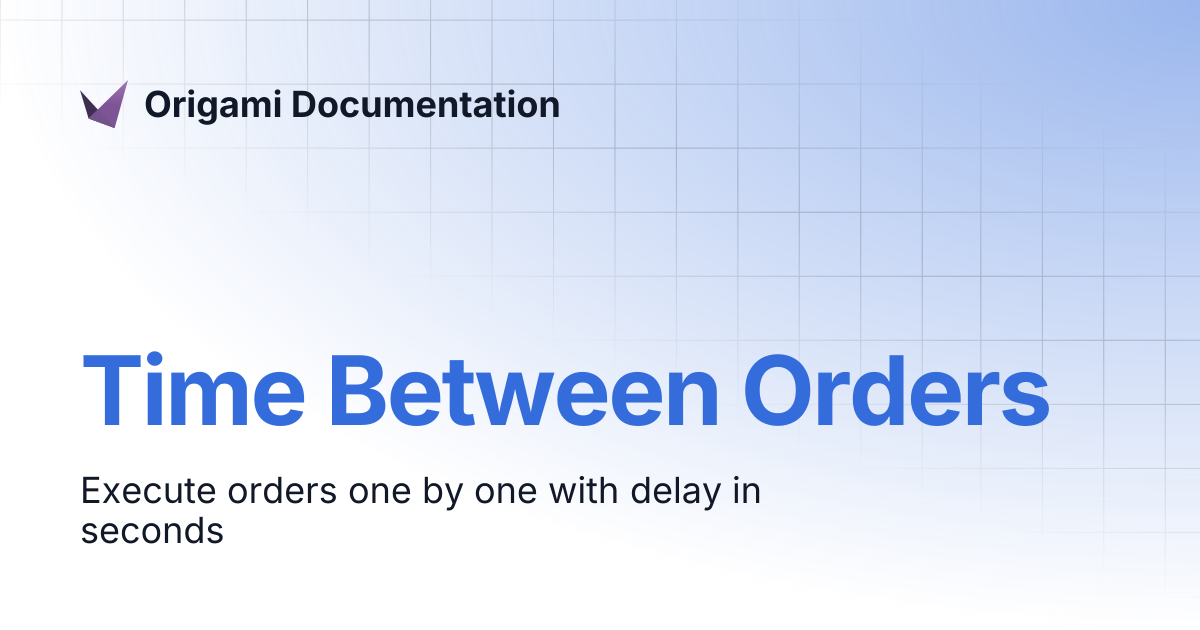 Time Between Orders | Origami Documentation